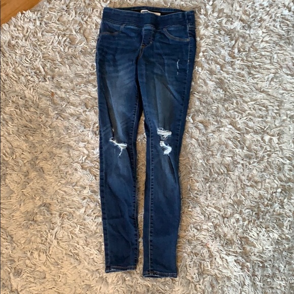 dark blue lightly ripped jeggings - Picture 3 of 4